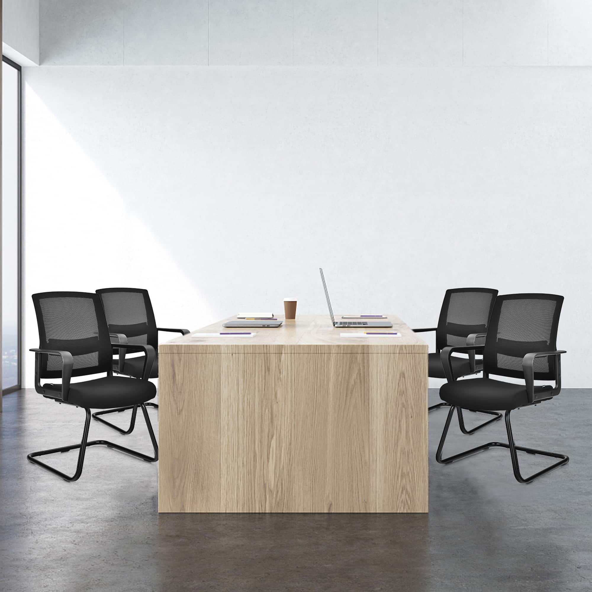 Costway Conference Chairs Mesh Reception Office Guest Chairs - Thumbnail 4