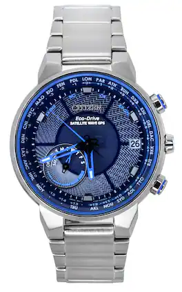 Citizen - Eco-Drive Perpetual Satellite GPS Stainless Steel Dial CC3030-53L 100M Men's Watch - Blue