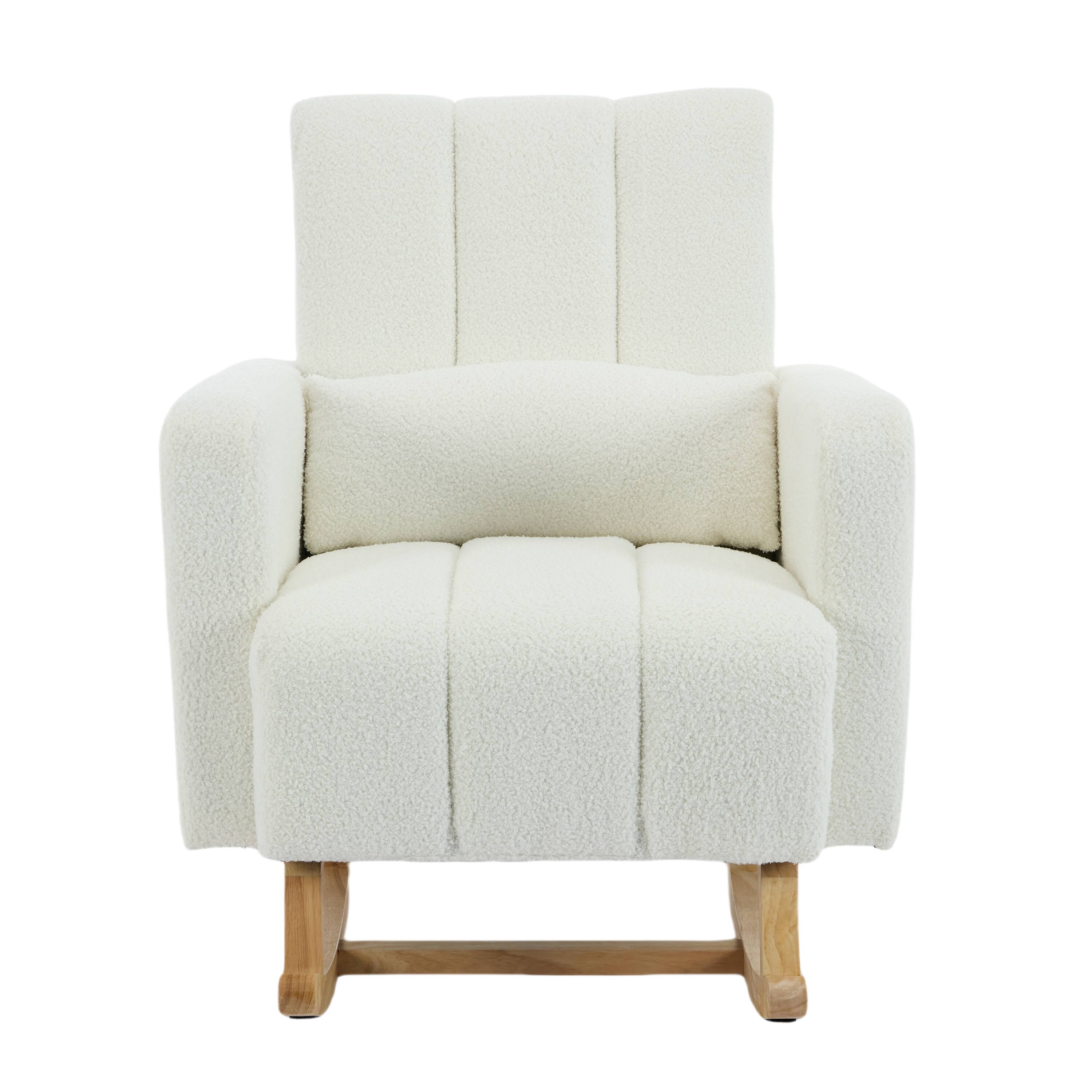 Alt View 8. GOODSILO - Accent Rocking Chair with Pillow, Ultimate Comfort for Your Home, Teddy Velvet - Cream White.