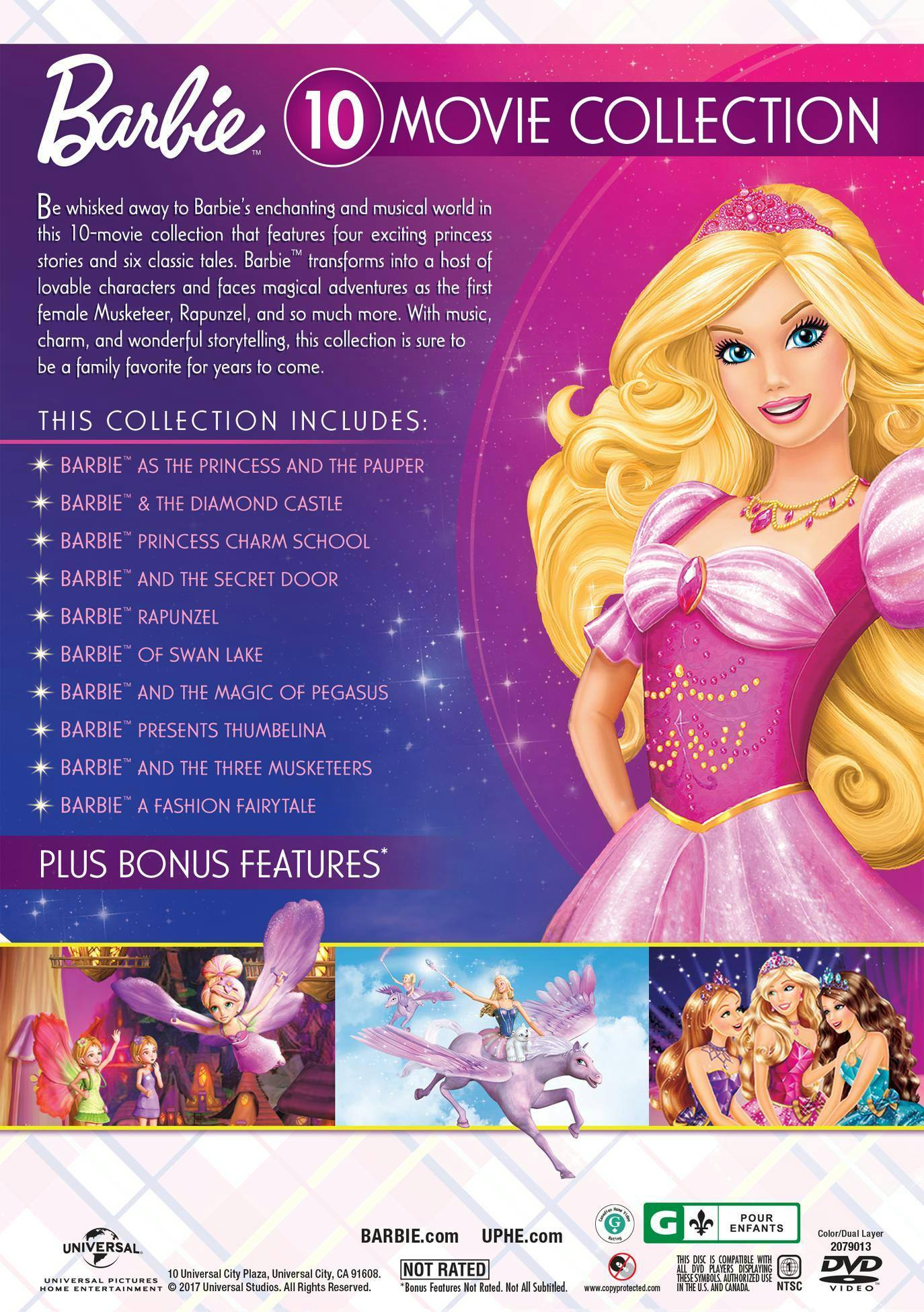 Back. Barbie: 10-movie Classic Princess Collection (Box Set) [DVD].