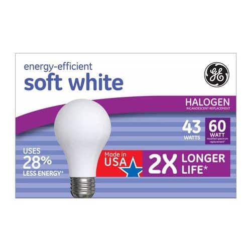 GE - Lighting Energy Efficient Soft White Modified SPectrum Halogen A19 Bulbs Energy Efficient Soft White 43 Watts