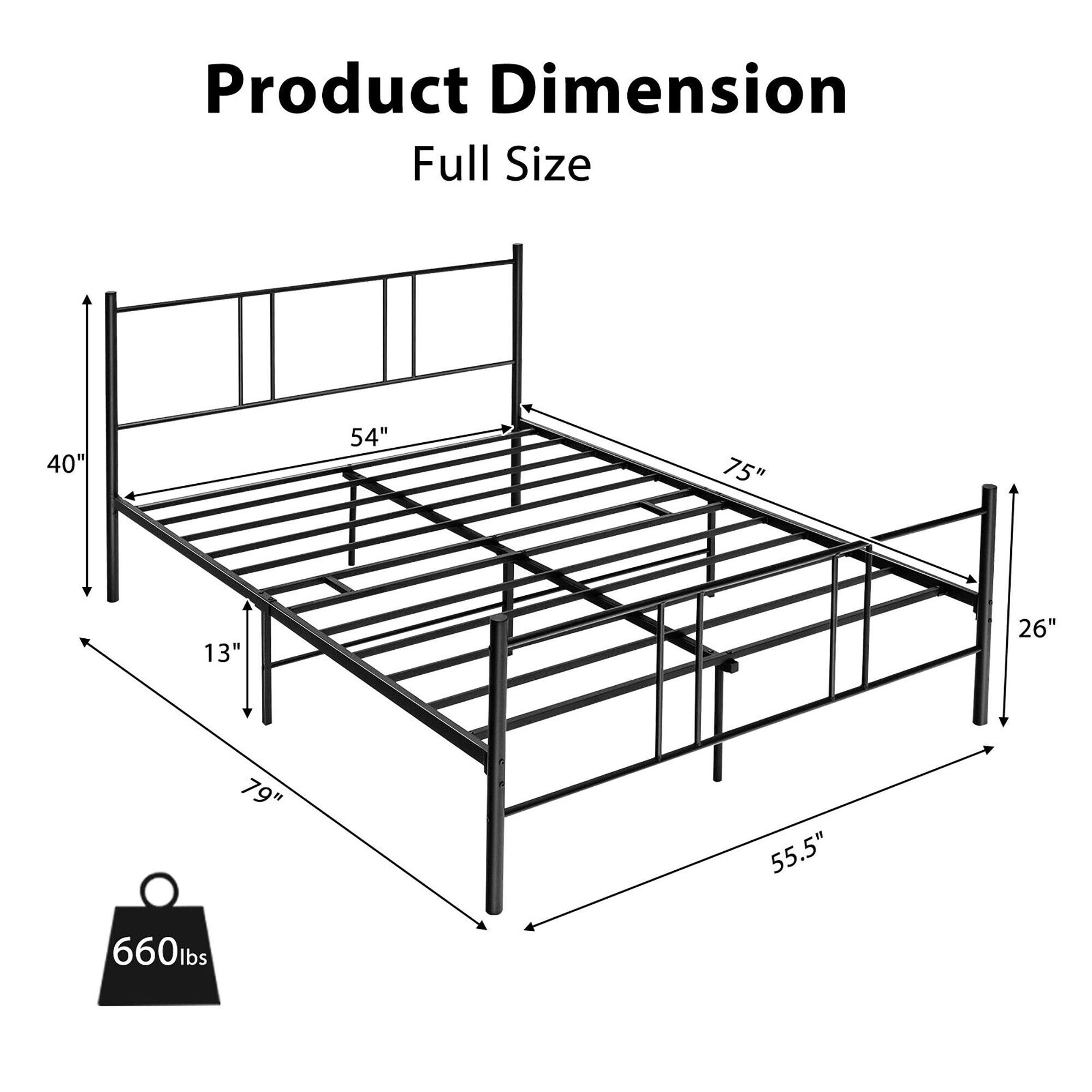 Product Dimension  
Full Size  

40"  
54"  
75"  
13"  
26"  
79"  
55.5"  
660 lbs