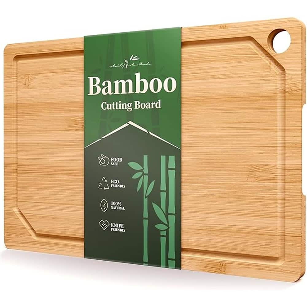 PARKER SLATER - Kitsure Bamboo Cutting Board – 11.6"x7.9", Natural, Deep Juice Groove
