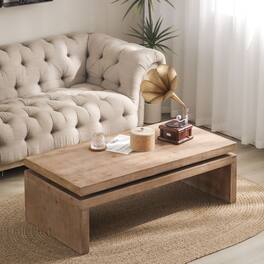 GOODSILO - Contemporary Floating Top Coffee Table with Sleek Design for Modern Living Rooms - Natural Wood