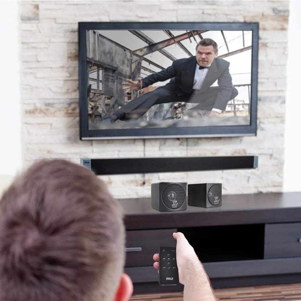 Left. Pyle - Pyle Home PCB3BK 3-Inch Mini Cube Bookshelf Speakers – 100W, Pair (Black) - Black.