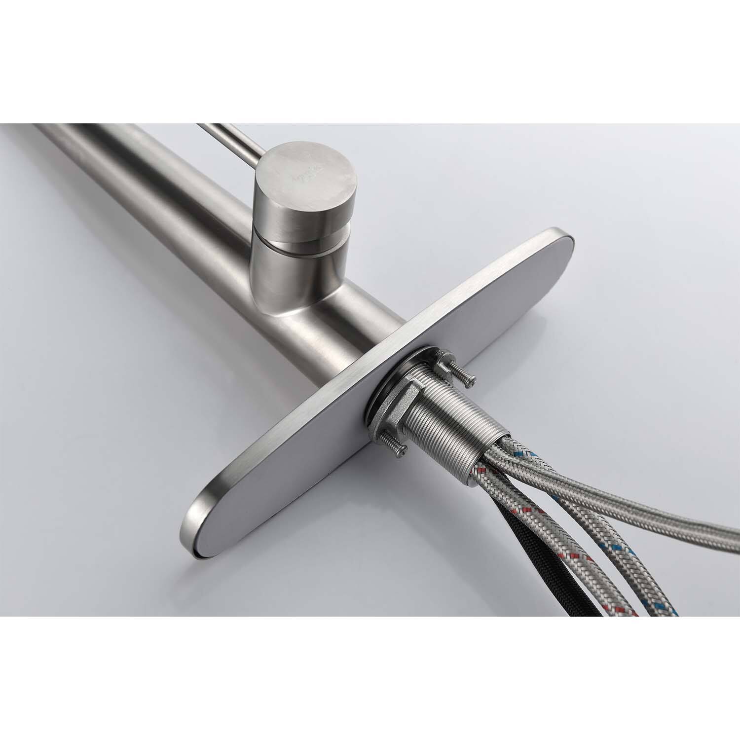 Alt View 5. Siljoy - Single Handle Stainless Steel Kitchen Sink Faucet with Pull Down Sprayer - Brushed Nickel.
