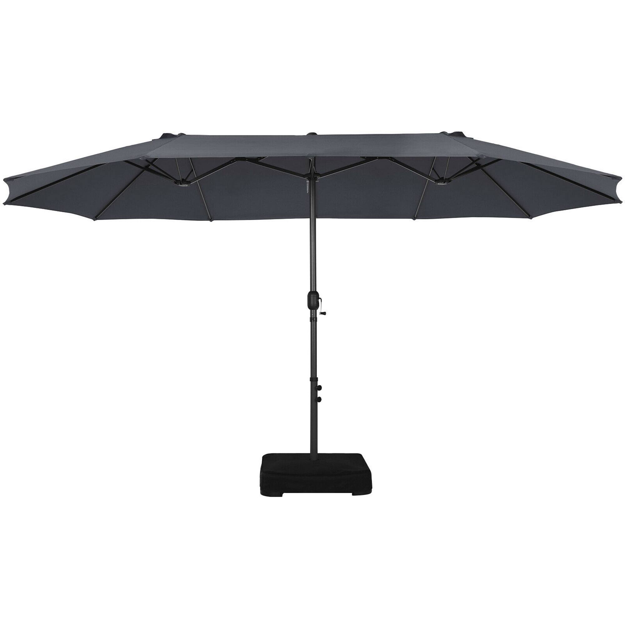 Alt View 6. Gymax - Gymax 15 ft Double-Sided Patio Umbrella Market Twin Umbrella w/ Enhanced Base Grey - Grey.