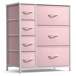 Sorbus - Dresser with 7 Drawers - Storage Chest Organizer with Steel Frame, Wood Top, Handles, Fabric Bins - Pink