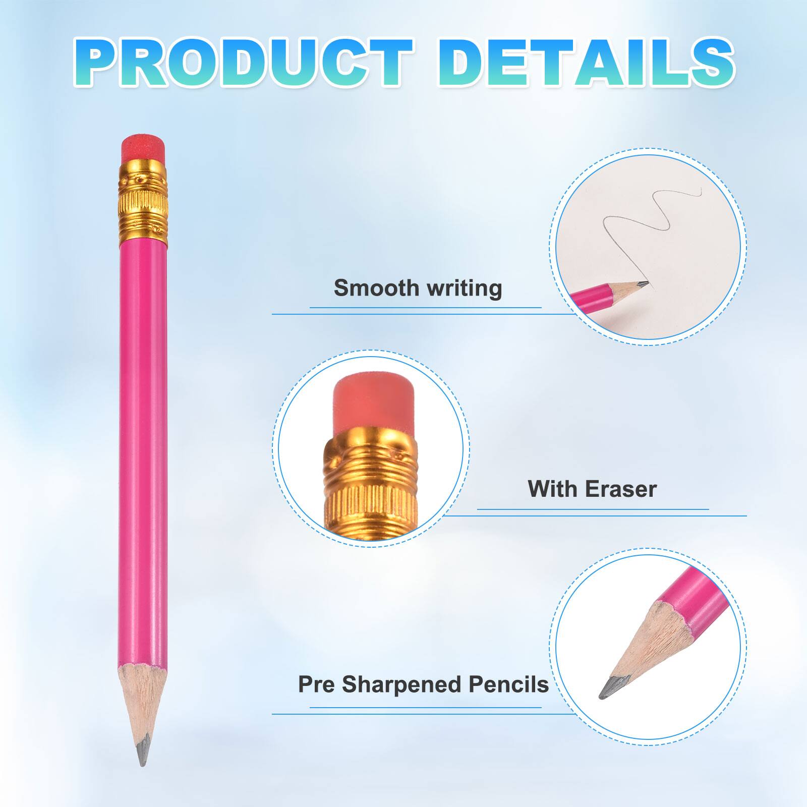 PRODUCT DETAILS

- Smooth writing
- With Eraser
- Pre Sharpened Pencils