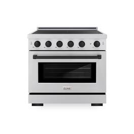ZLINE - Autograph 36 in. 5.2 cu. ft. Paramount Freestanding Induction Range with 5 Burners and Electric Oven w/ Black Accents - Stainless Steel
