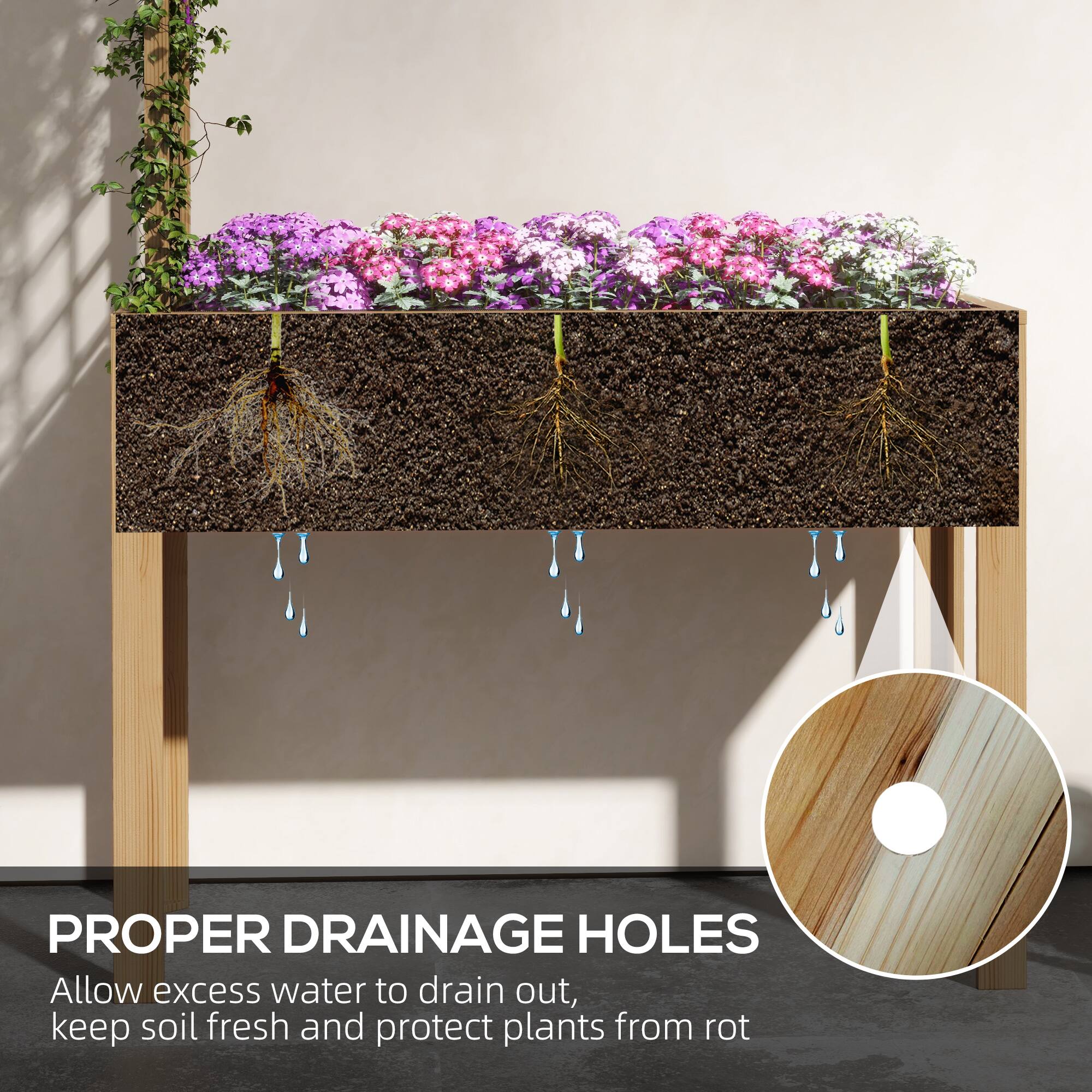 PROPER DRAINAGE HOLES
Allow excess water to drain out, keep soil fresh and protect plants from rot