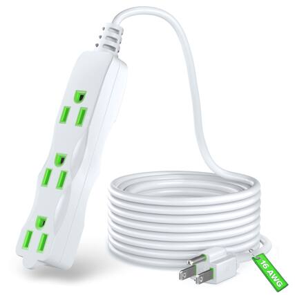 Front. Maximm - Extension Cord with 3 Outlets, 125V, 3 Prong Extension Cord, ETL Listed, 25ft - WHITE green.