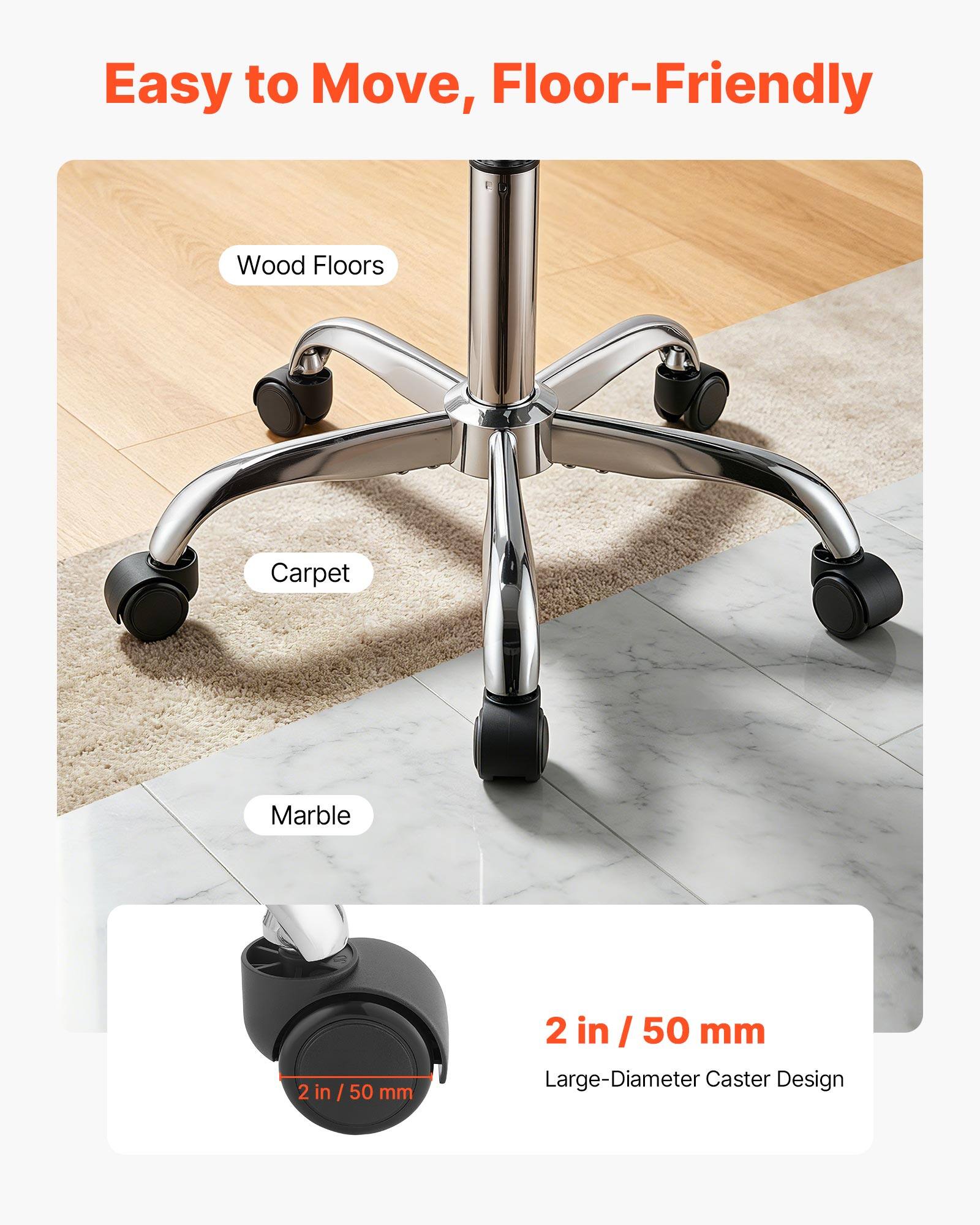 Easy to Move, Floor-Friendly Wood Floors Carpet Marble 2 in / 50 mm Large-Diameter Caster Design