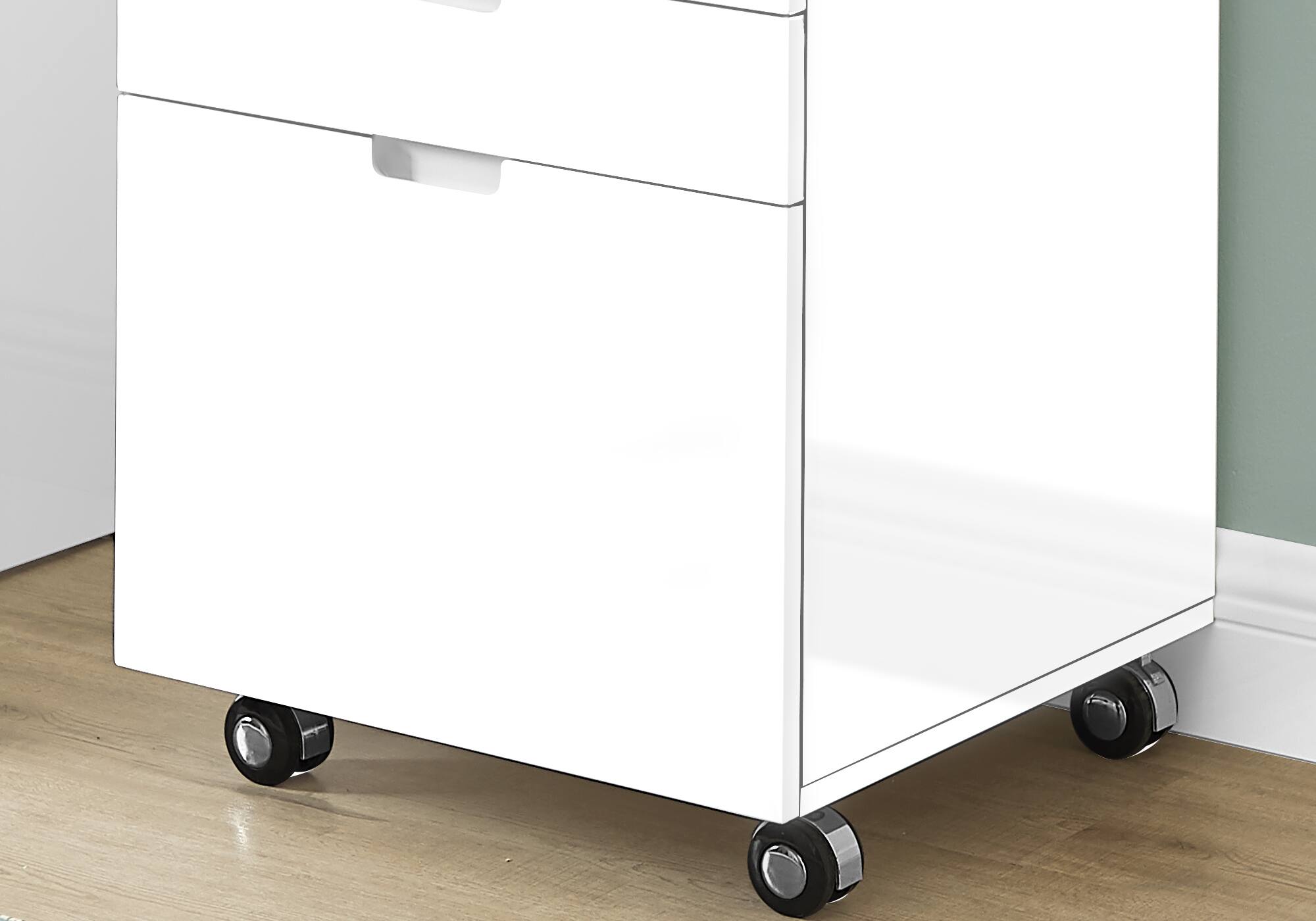 Alt View 1. TinyHomie - File Cabinet Rolling Mobile Storage Drawers Printer Stand Office Work Glossy White Laminate Contemporary Modern.