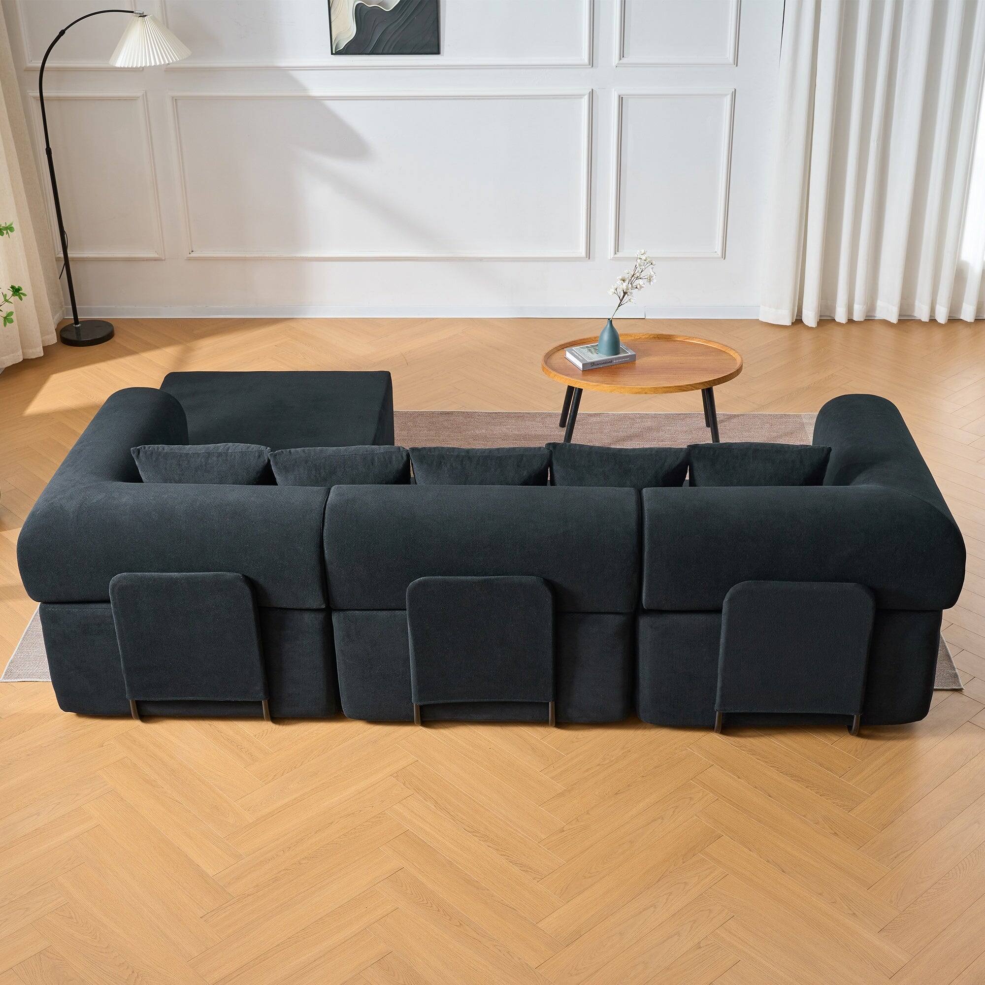 Alt View 4. Boyel Living - Compressed Modular Black Velvet Sofa No Assembly Required 4-Seat - Black.