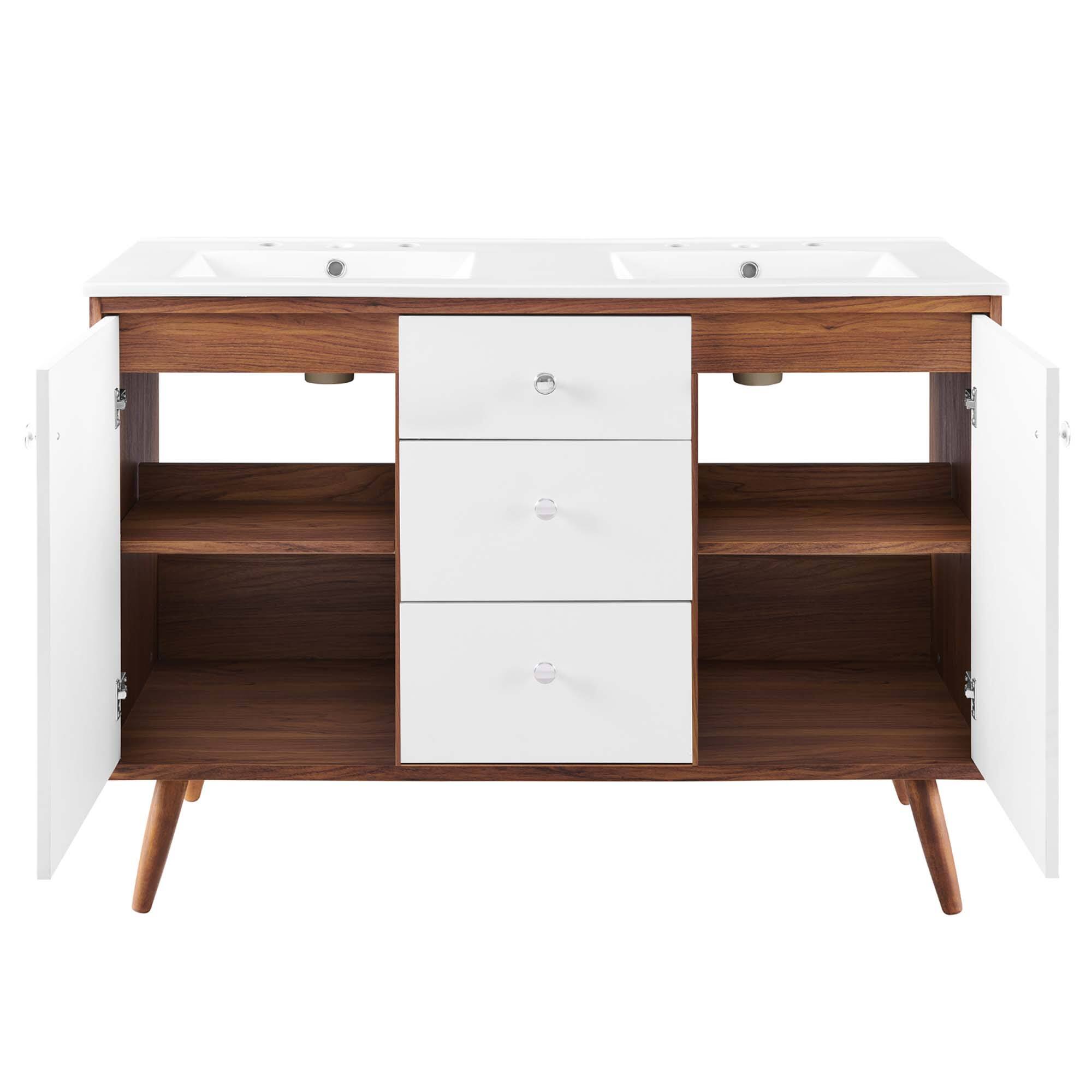 Alt View 4. Modway - Transmit Bathroom Vanity Basin Included - Walnut White.