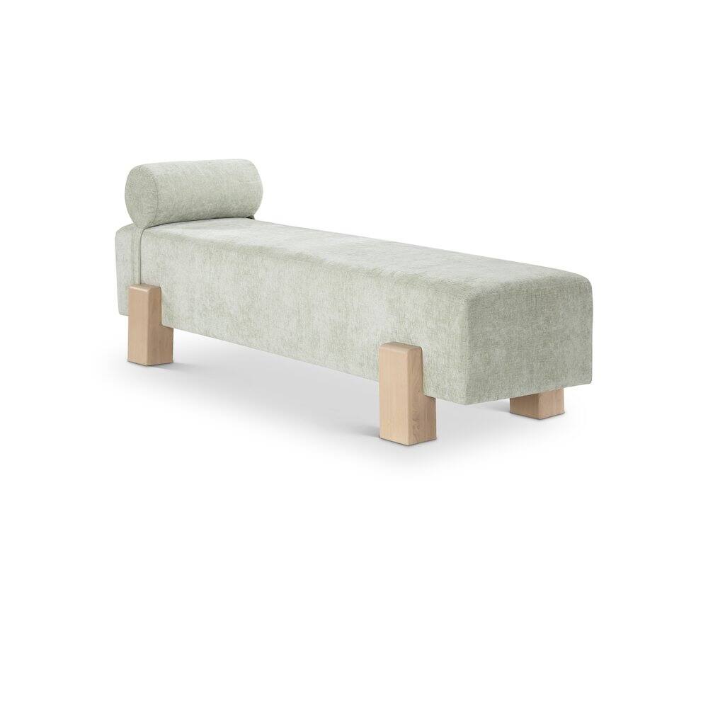Meridian Furniture - Edison Mint Green Chenille Fabric Bench - Blue