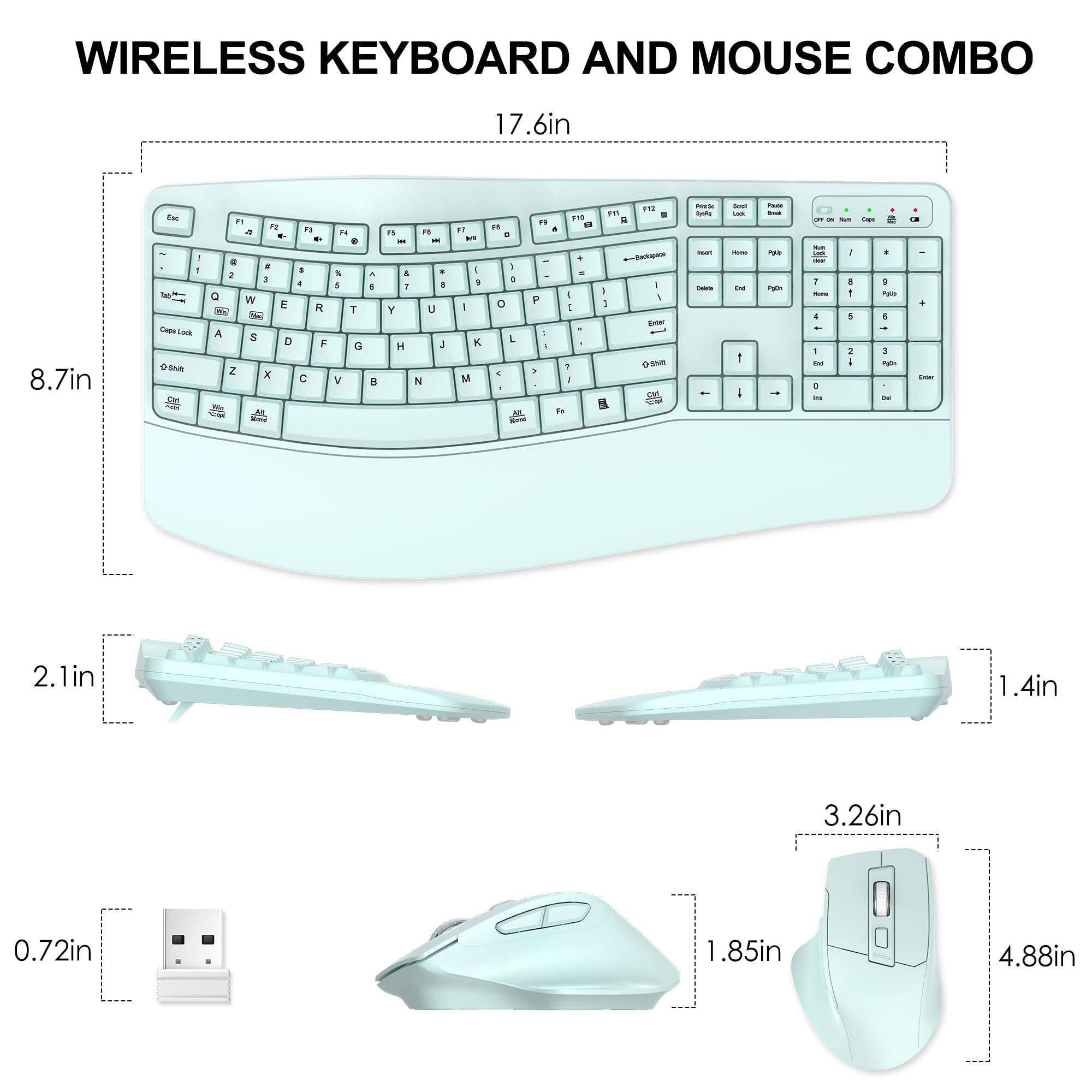 WIRELESS KEYBOARD AND MOUSE COMBO

17.6in
8.7in

2.1in
1.4in

3.26in
1.85in
4.88in
0.72in
