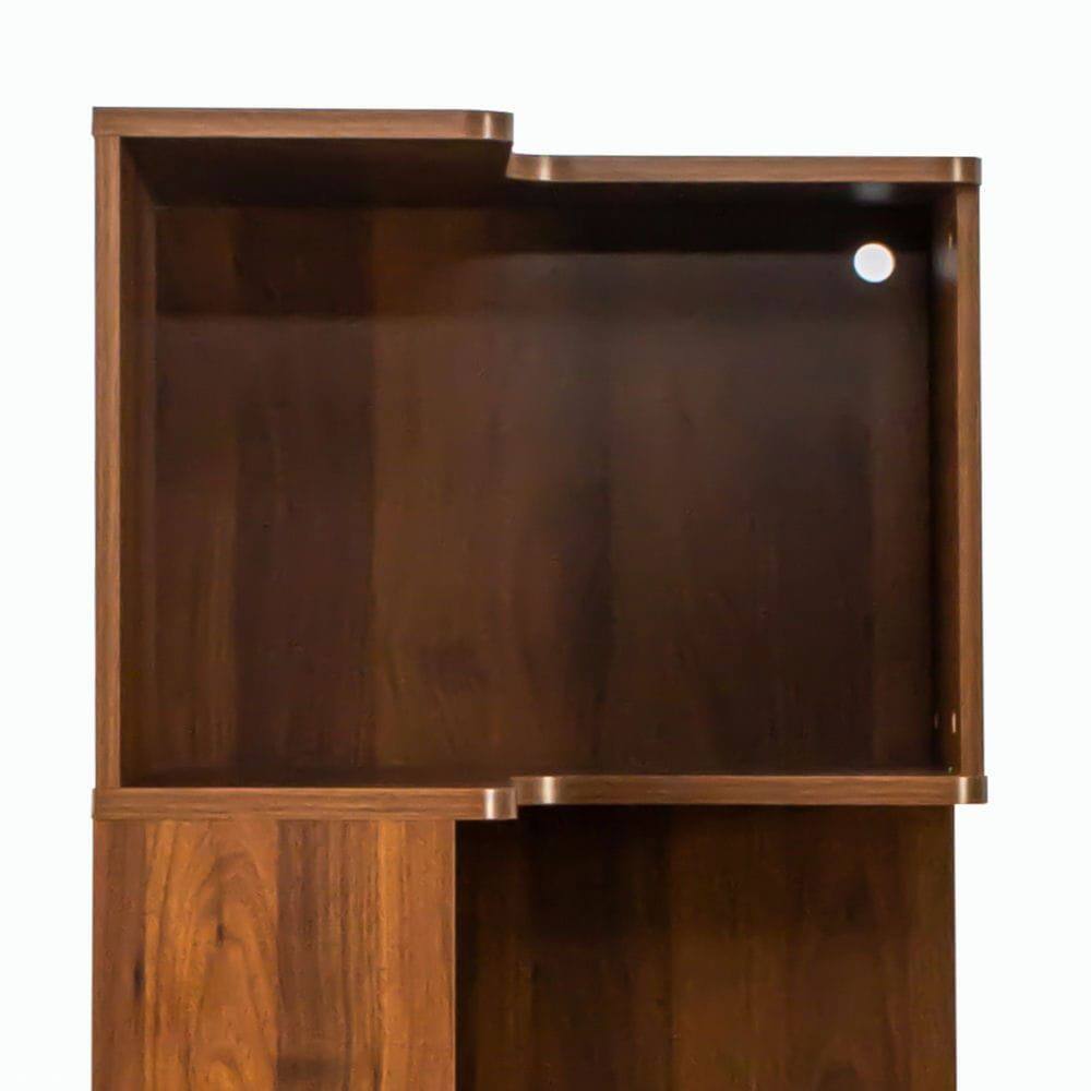 Alt View 1. Kadyn - Corner Book Shelf - 5 Tier Corner Bookcase with Baffle, Freestanding L Shaped Display Shelf Stand for Office, Brown - Brown.