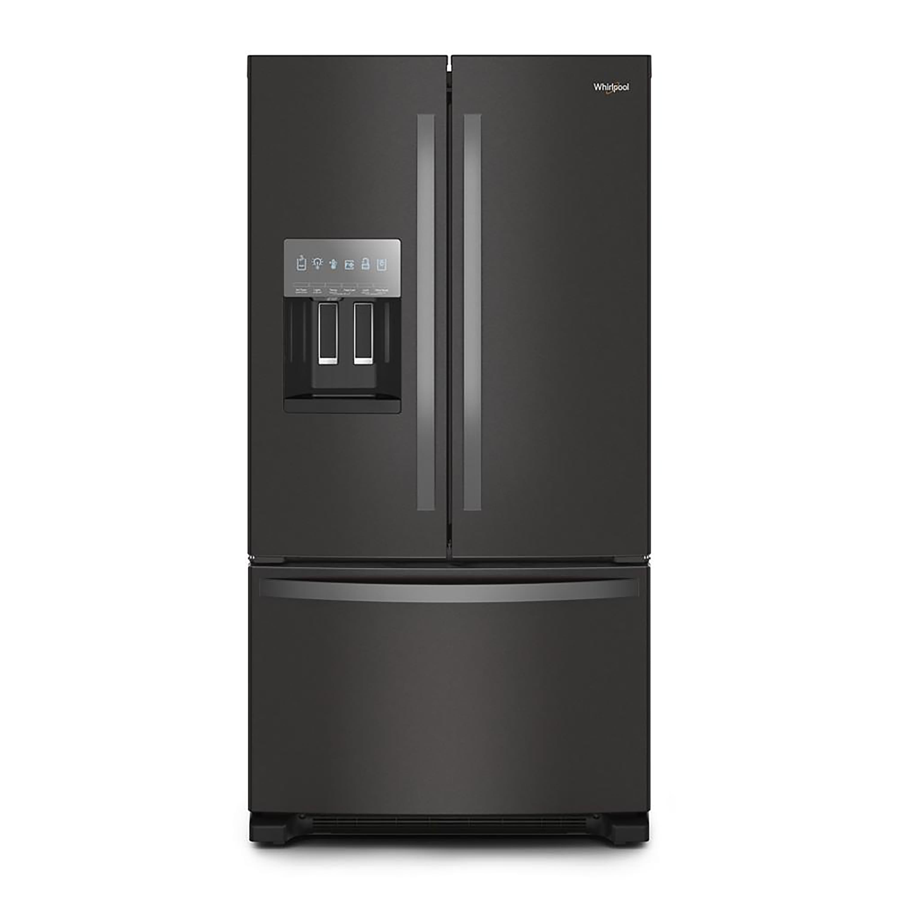 Front. Whirlpool - 24.7 Cu. Ft. French Door Refrigerator with Elevated Deli Drawer - Fingerprint Resistant Black Stainless.