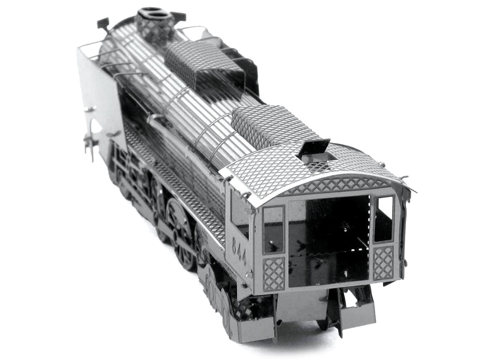 Left. Metal Earth - Model Kit Steam Locomotive #844 (Moderate Difficulty) Steel Model by Metal Earth - Grey.