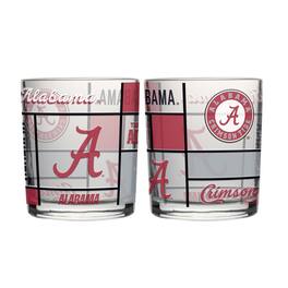 Logo Brands - Alabama Crimson Tide 12oz. Quilted Stained Two-Pack Rocks Glass Set - Multicolor