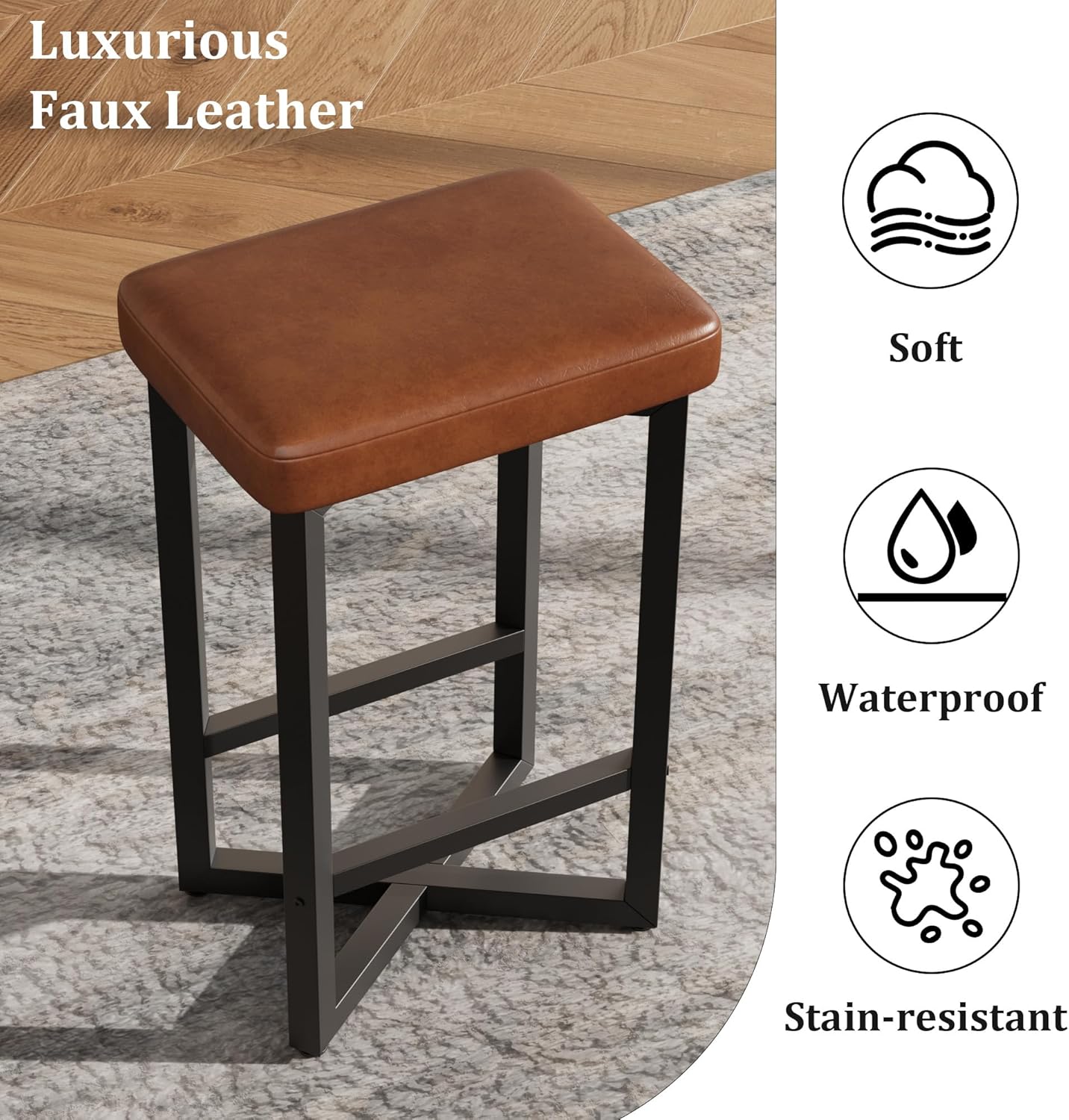 Luxurious Faux Leather

- Soft
- Waterproof
- Stain-resistant