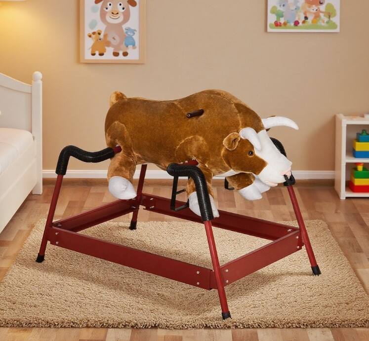 Front. Siljoy - Spring Rocking Horse, ASTM‑Certified, 132 lb Capacity, Animal Sounds, for Kids 3+ - Brown.