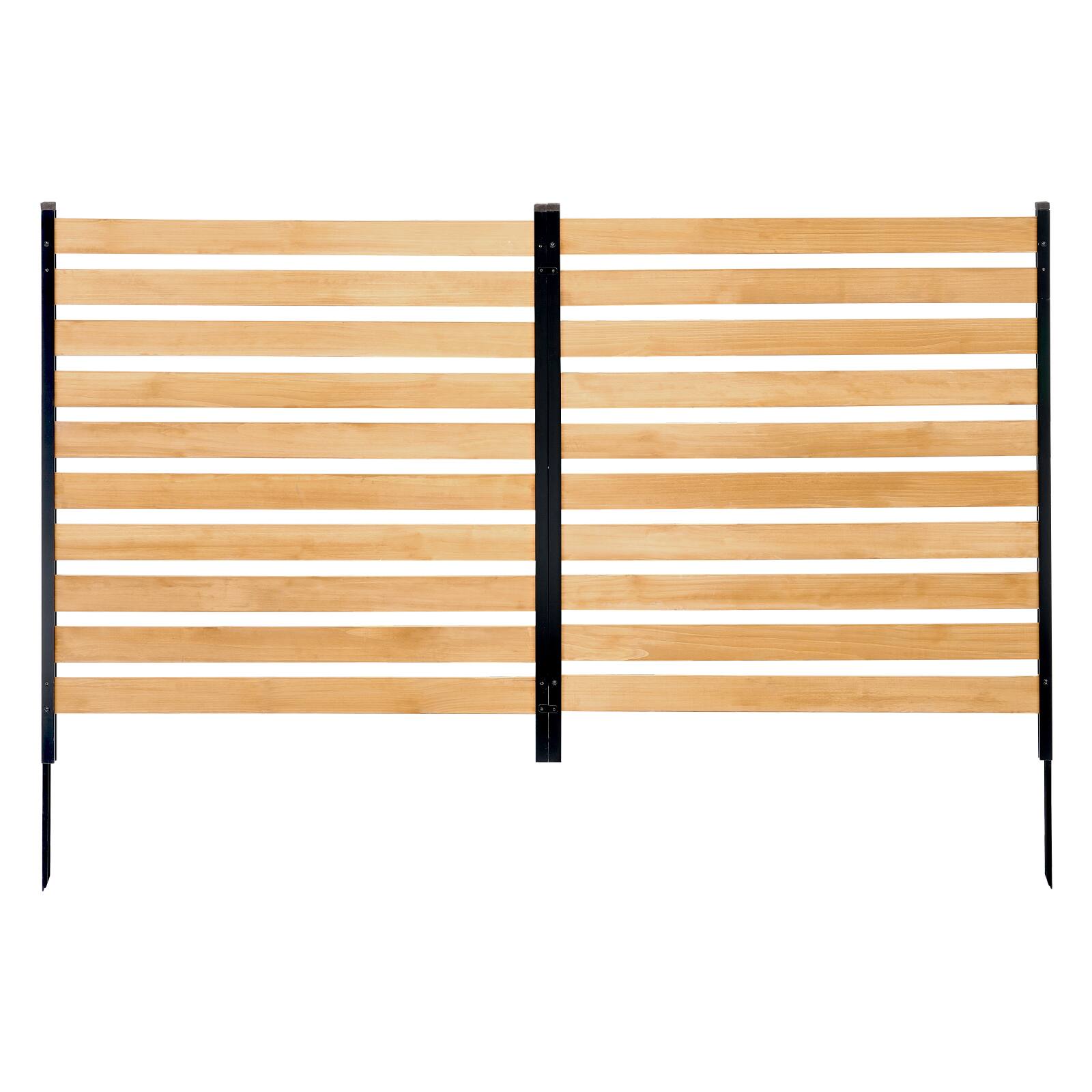Alt View 5. VEVOR - Wood Privacy Fence, 38" W x 42" L, 2-Panel Slatted Air Conditioner Fence Screen, Pool Equipment Enclosure - Wood color.