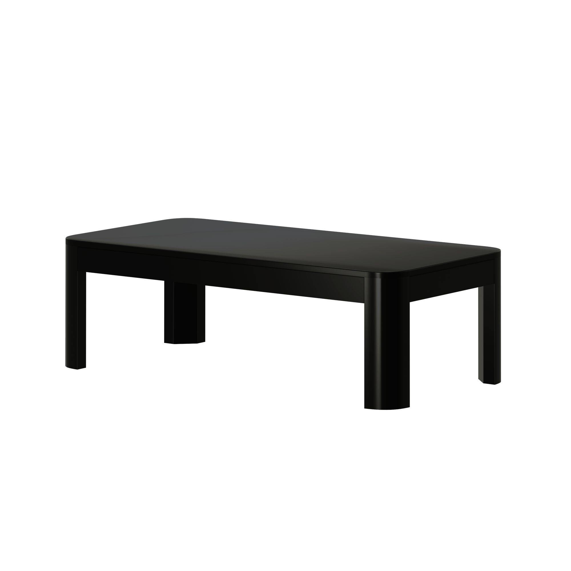 Alt View 2. Plank+Beam - Modern Rounded Rectangular Coffee Table (48in x 24in / 1220mm x 610mm), Black - Black.