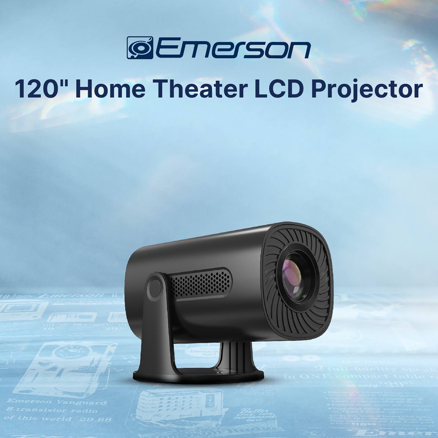 Emerson 120" Home Theater LCD Projector

2 full-adulity speakers in ONE compact table radio

Emerson Vanguard 8-transistor radio of this world 29.88