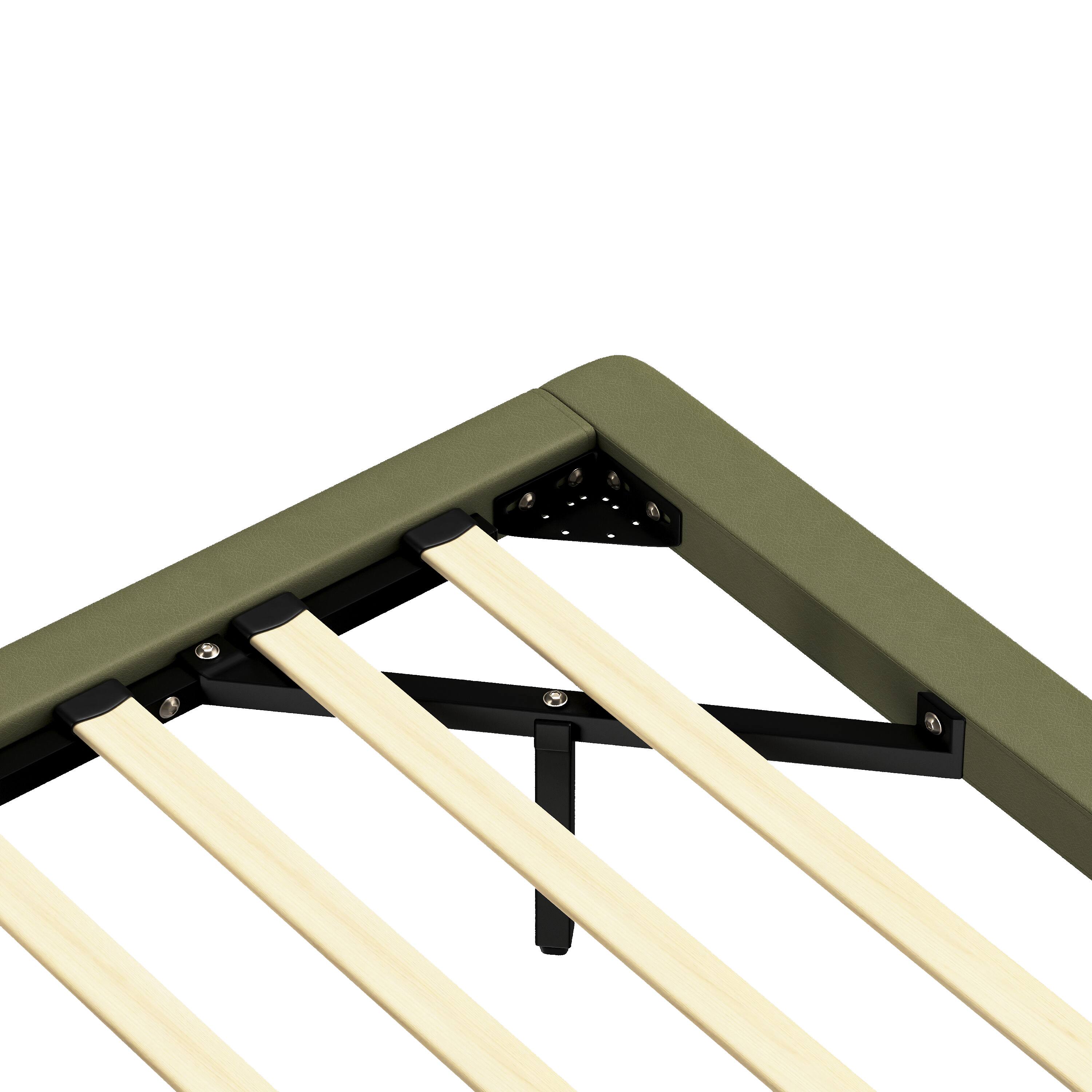 Alt View 5. LUCKY ONE - Full Size PU Leather Floating Bed Frame with LED Light - Green.