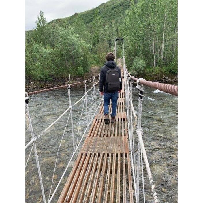 Alt View 1. CODi - Codi Terra 100% Recycled Grey 15.6" Backpack with Antimicrobial Coating - Gray.