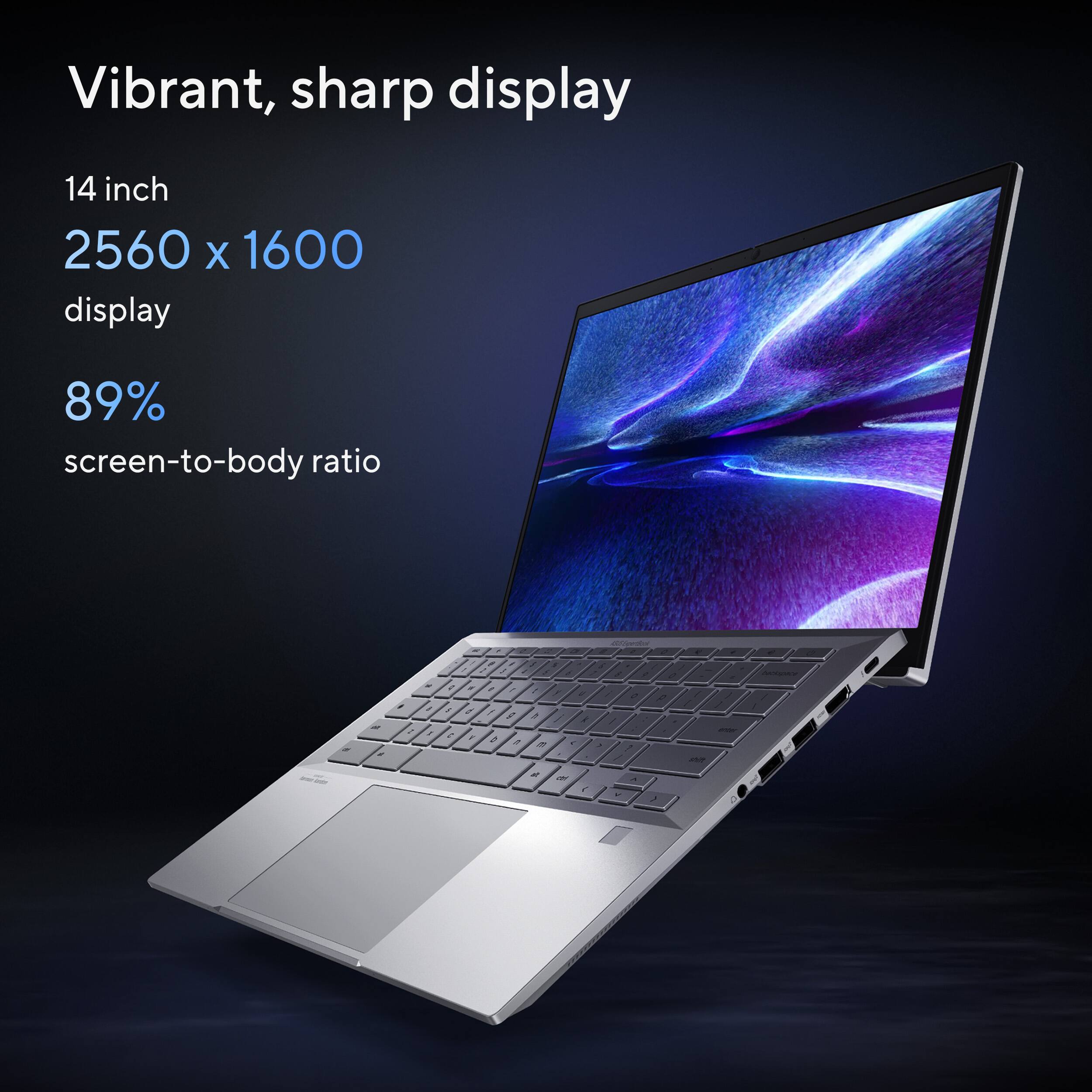 Vibrant, sharp display 14 inch 2560 X 1600 display 89% screen-to-body ratio