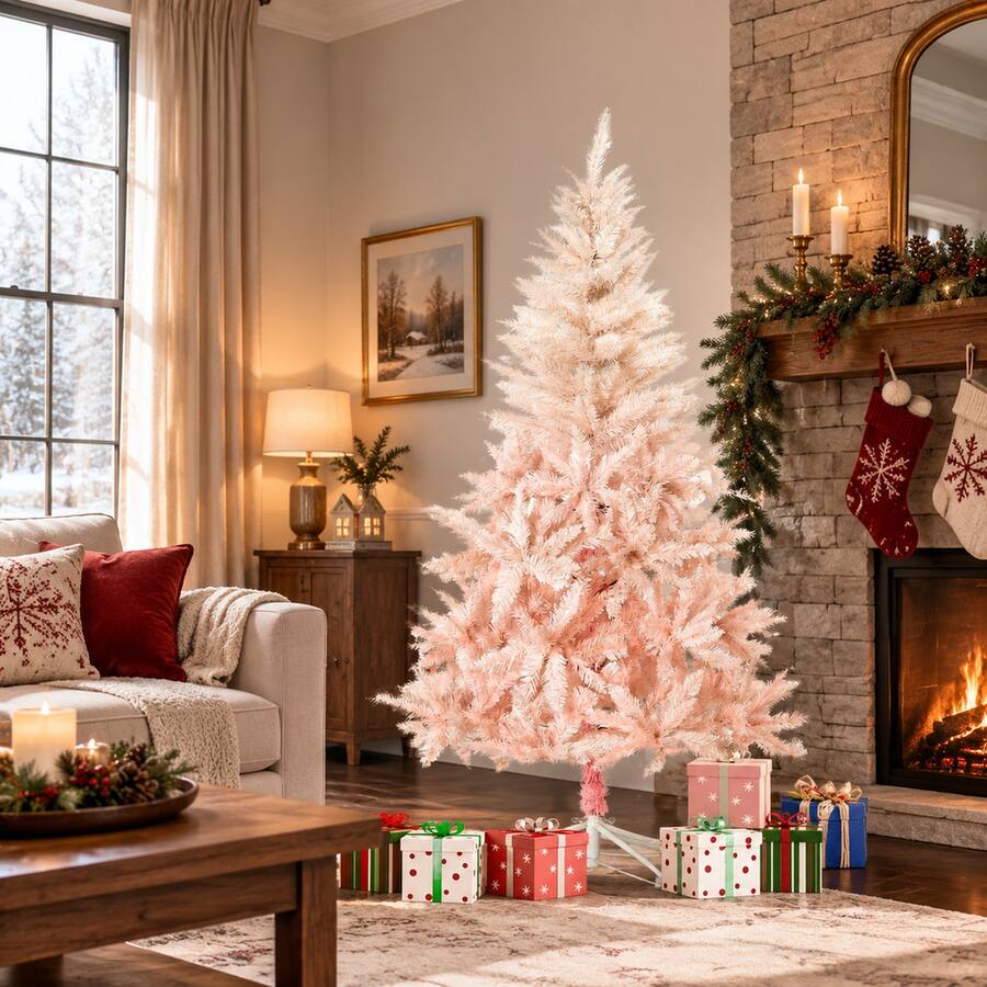Two Branch Tree Design RYHNUYNE 7 Ft Unlit Spruce Artificial Christmas Tree With 1000 Tips ...