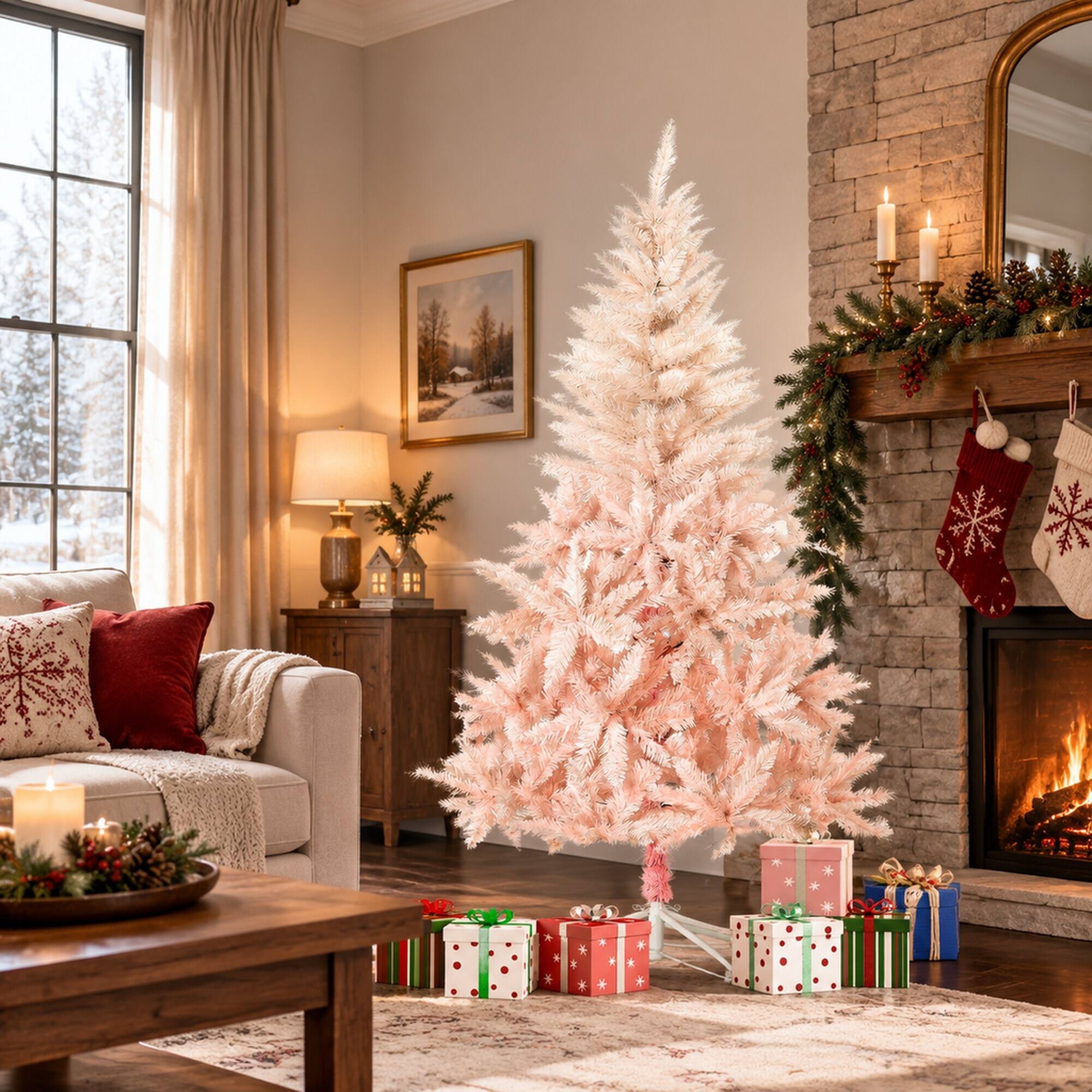 RYHNUYNE 7 Ft Unlit Spruce Artificial Christmas Tree With 1000 Tips ...