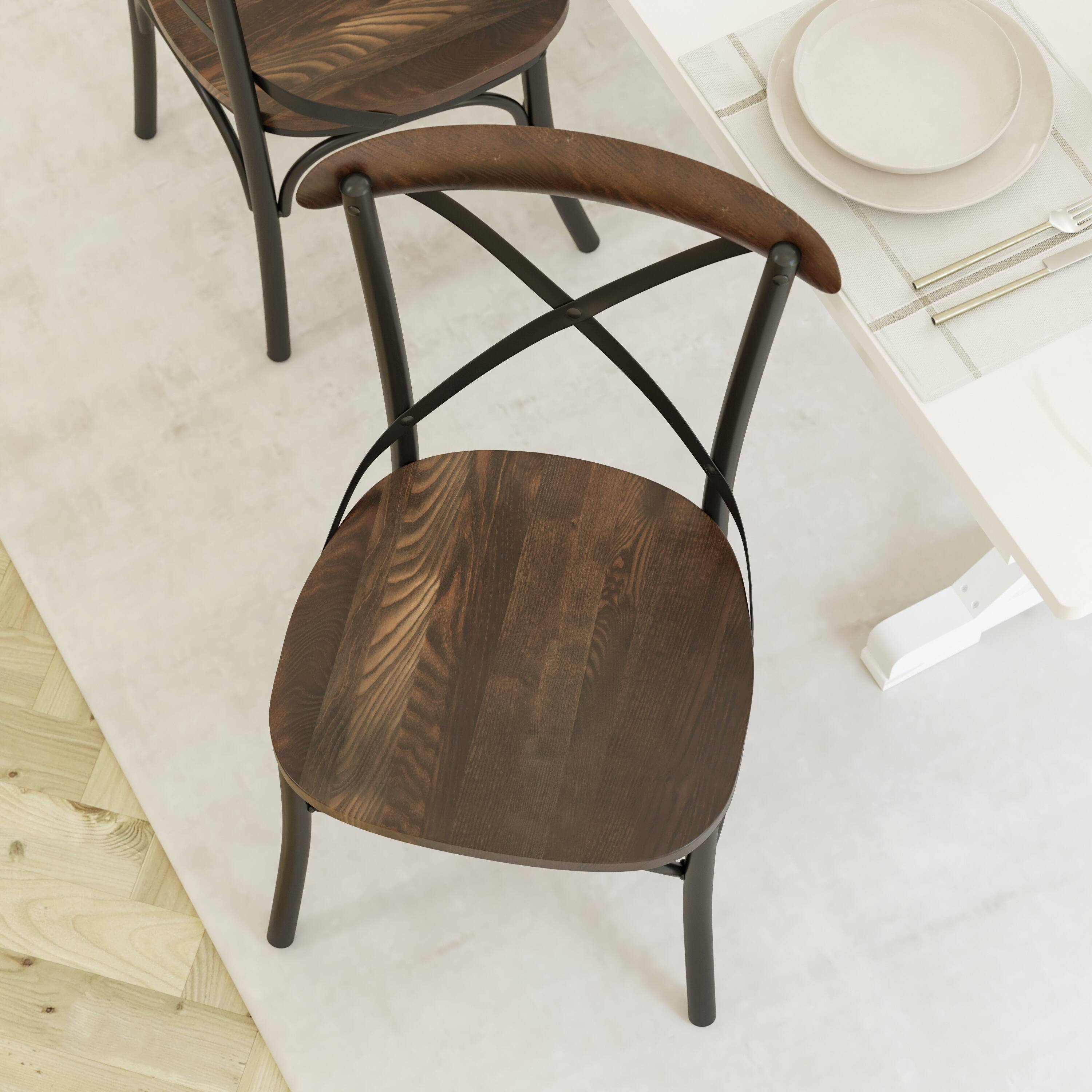 Alt View 5. Emma + Oliver - Dark Driftwood X-Back Chair - Fruitwood.