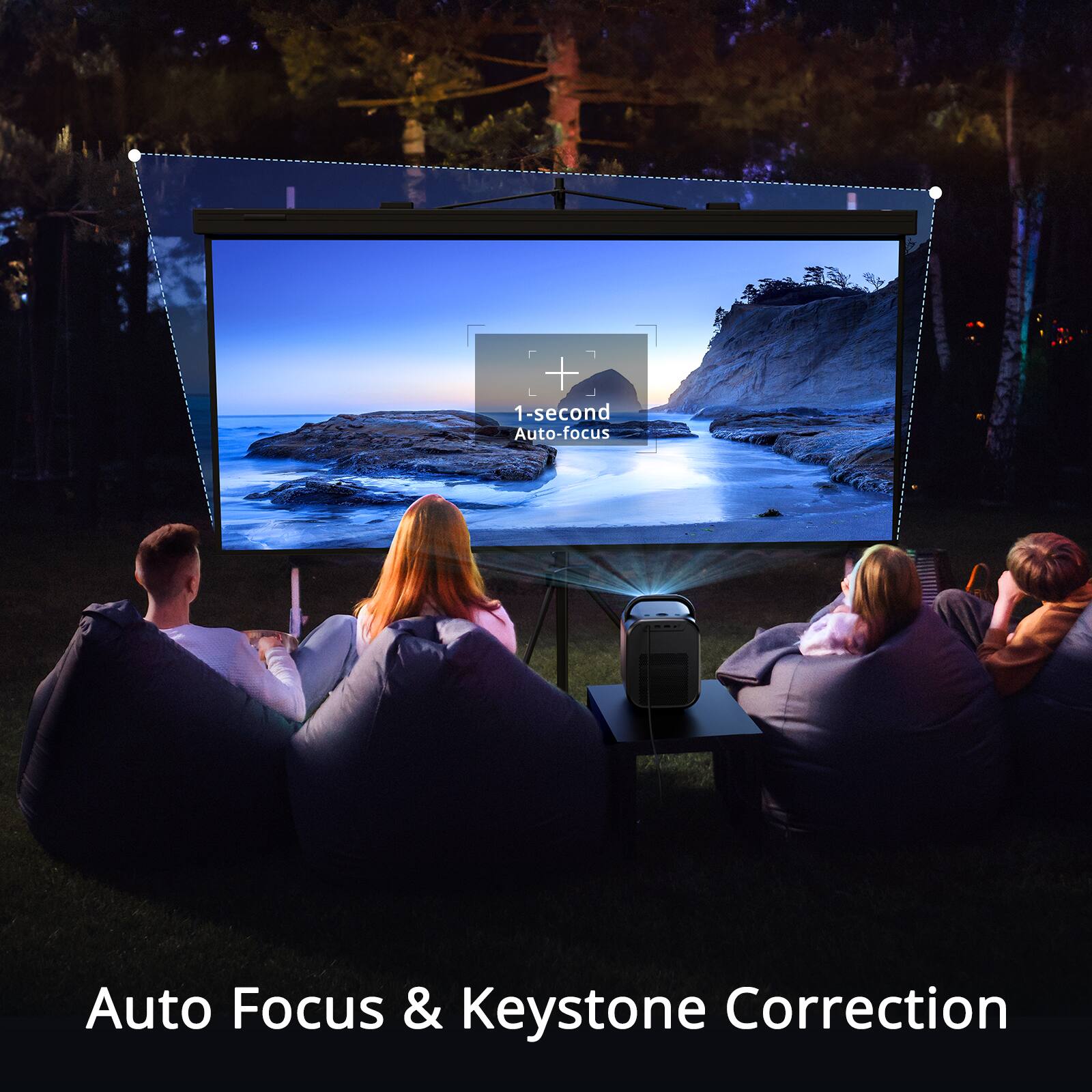1-second Auto-focus  
Auto Focus & Keystone Correction