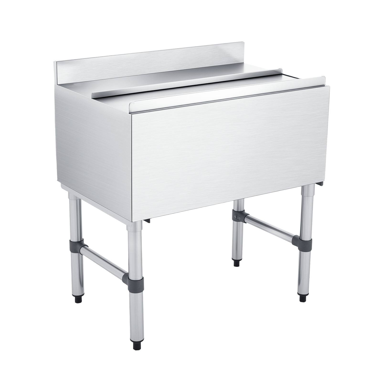 Alt View 5. VEVOR - Commercial Ice Bin, 82.9 Qt Max Capacity, 30 x 19 x 33 Inch Stainless Steel Ice Chest with Sliding Lid and Bottle - Silver.