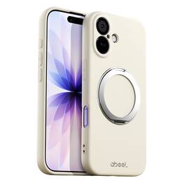UUCOVER - For iPhone 17 Case Shockproof Liquid Silicone Compatible with MagSafe Ring Holder 360° Rotating Stand Cover - Beige