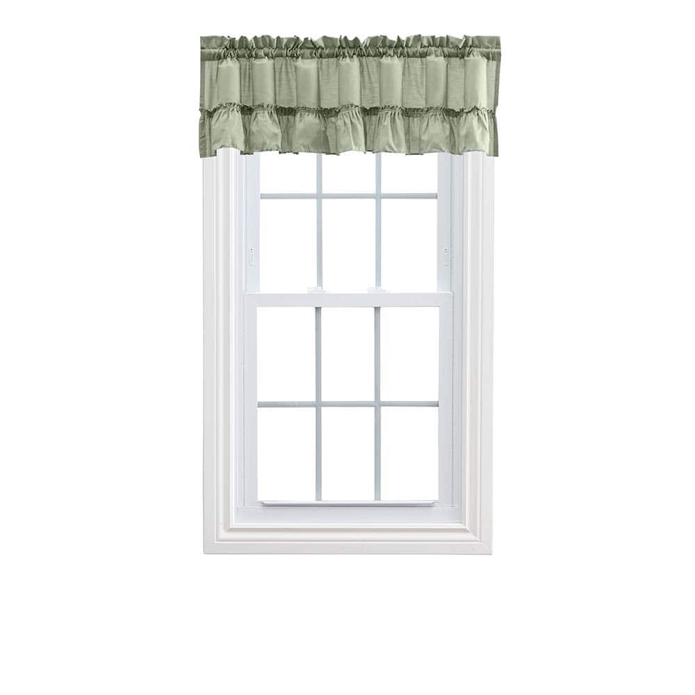 Ellis Curtain - Ellis Stacey 1.5" Rod Pocket High Quality Fabric Solid Color Window Ruffled Filler Valance 54"x13" - Sage