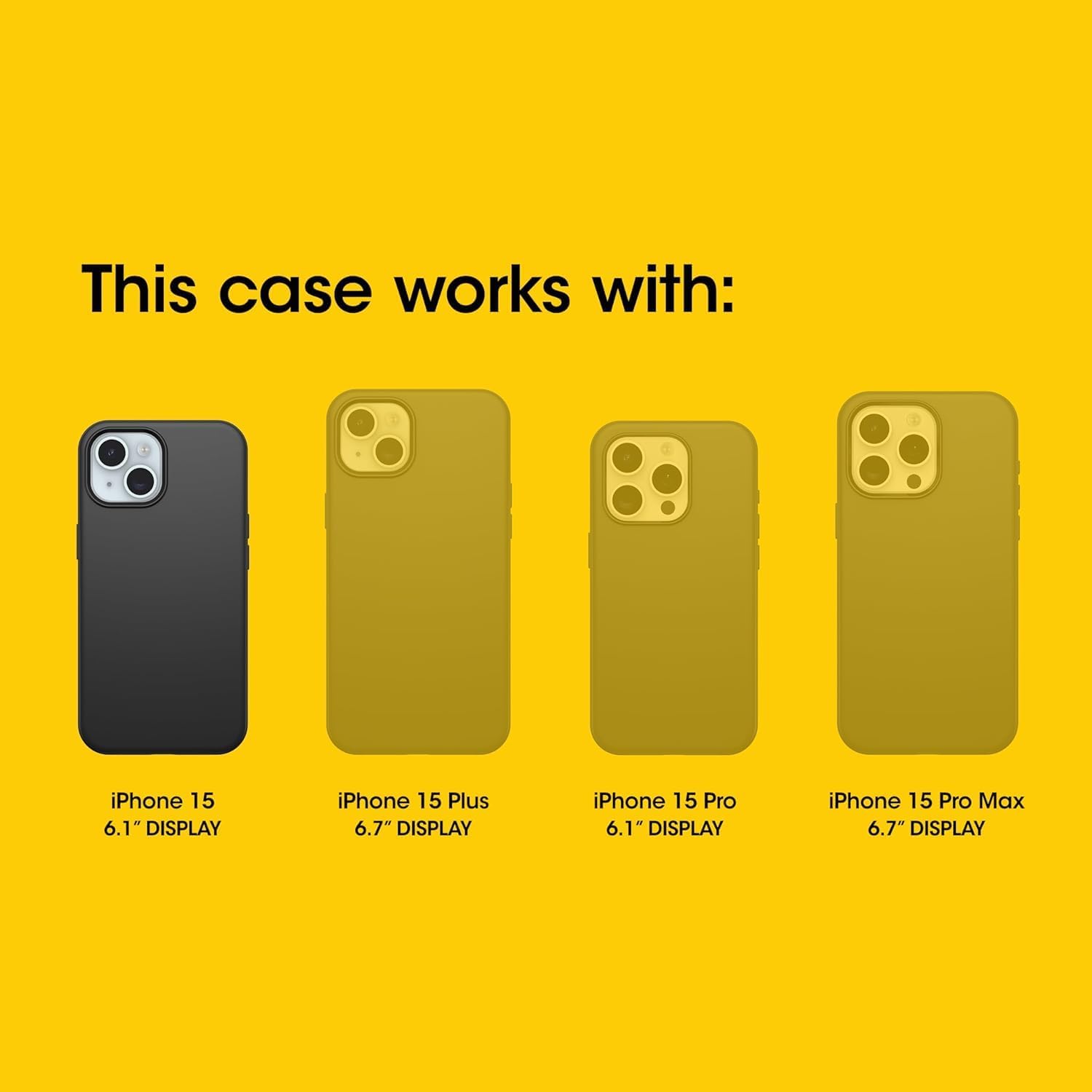This case works with: iPhone 15 6.1" DISPLAY, iPhone 15 Plus 6.7" DISPLAY, iPhone 15 Pro 6.1" DISPLAY, iPhone 15 Pro Max 6.7" DISPLAY