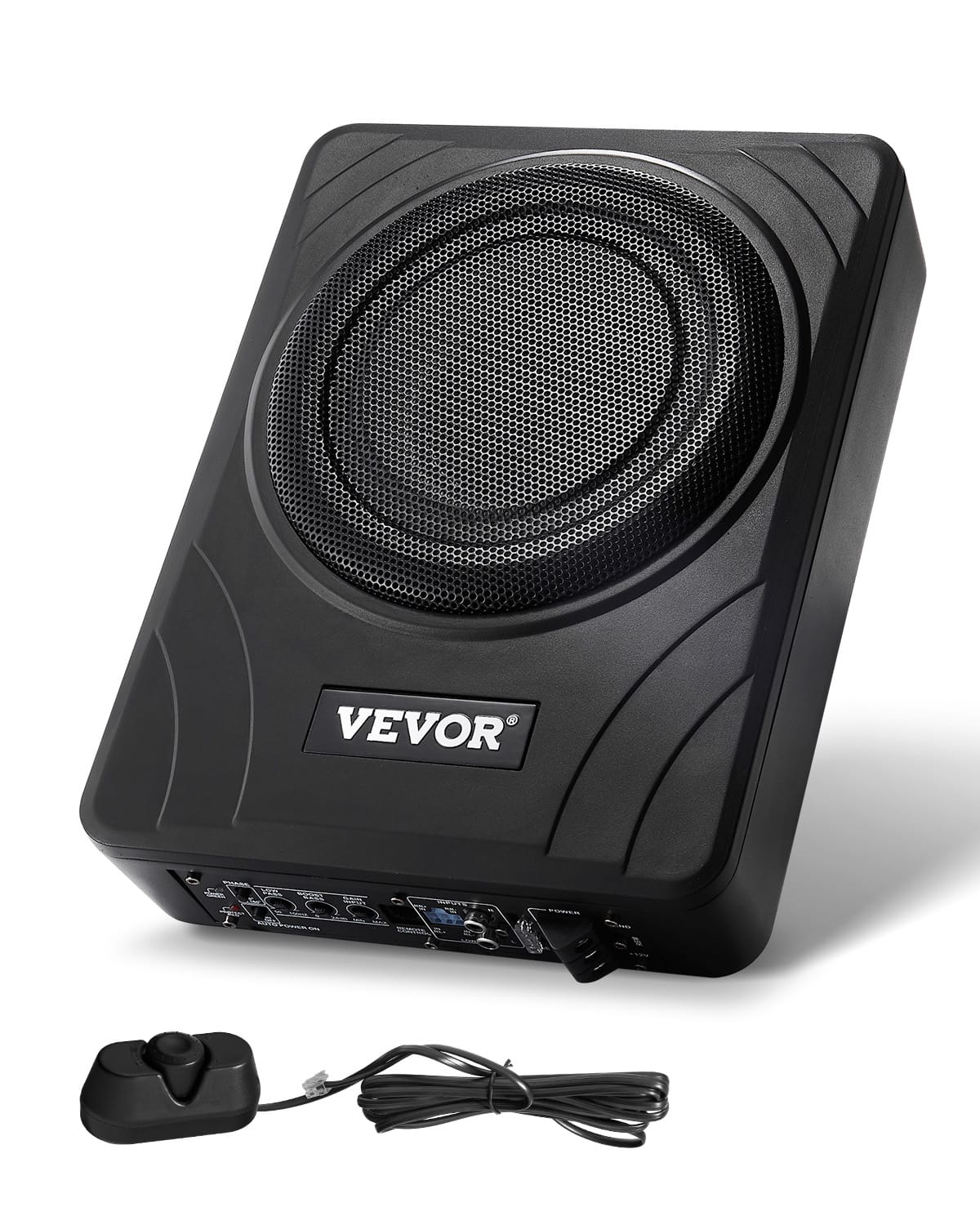 VEVOR - 8" 300W Underseat Car Subwoofer, Slim Powered Car Subwoofers Under the Seat, Low Profile Audio Sub Built-in Amplifier - Black