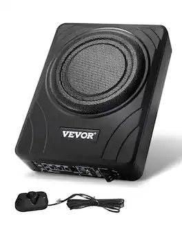VEVOR - 8" 300W Underseat Car Subwoofer, Slim Powered Car Subwoofers Under the Seat, Low Profile Audio Sub Built-in Amplifier - Black