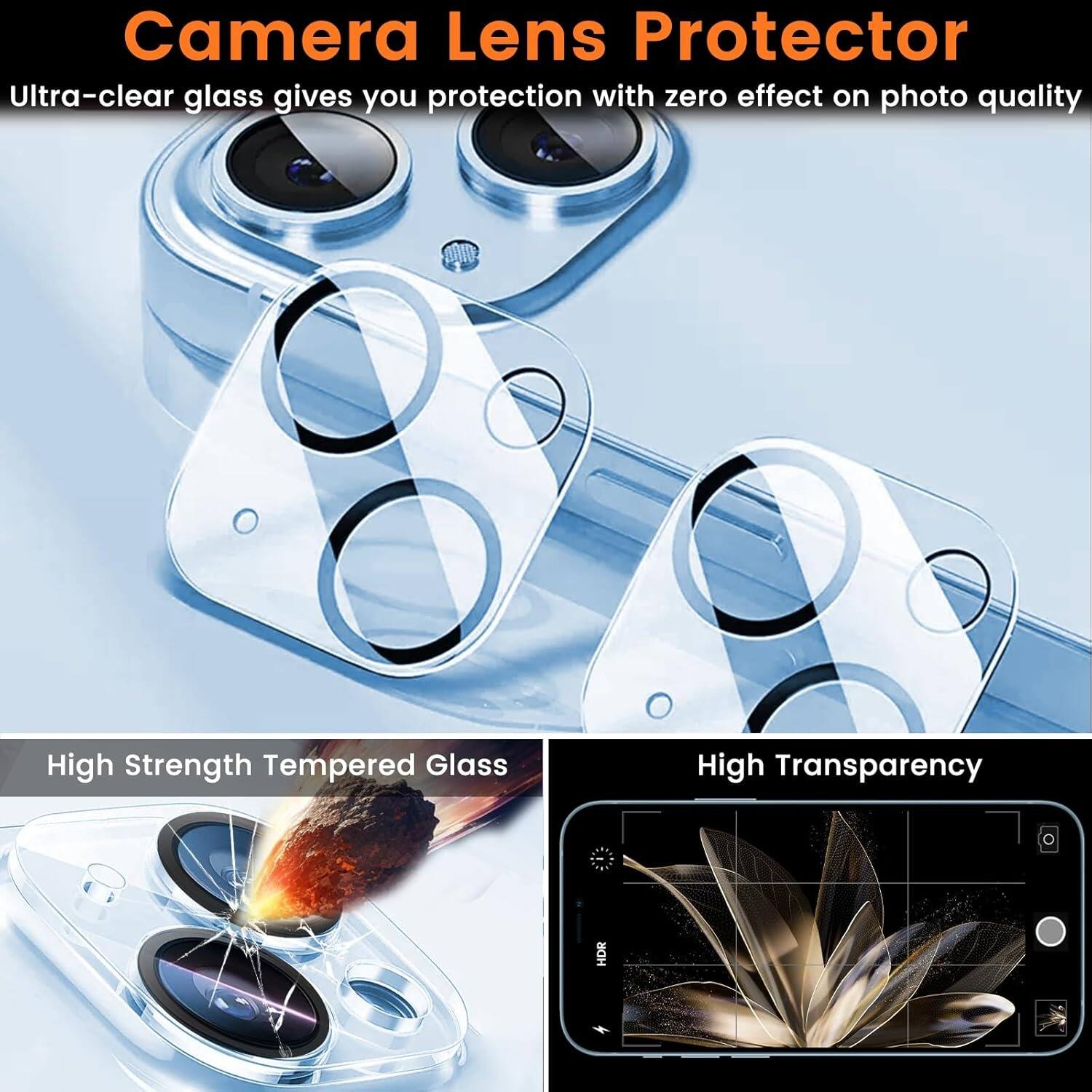 Camera Lens Protector

Ultra-clear glass gives you protection with zero effect on photo quality

High Strength Tempered Glass

High Transparency
