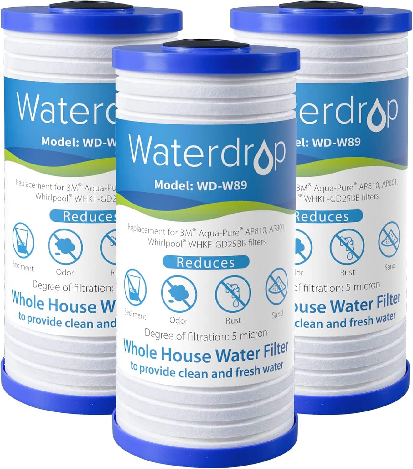 Waterdrop - AP810 Whole House Water Filter, Replacement for 3M® Aqua-Pure® AP810, AP801, AP811, Whirlpool® WHKF-GD25BB - White