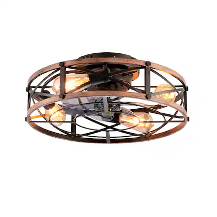 Front. GOODSILO - 19'' Ceiling Fan with Remote, 6-Speed, Reversible Motor, Timer (Bulbs Not Included) - Bronze,Brushed Gold.