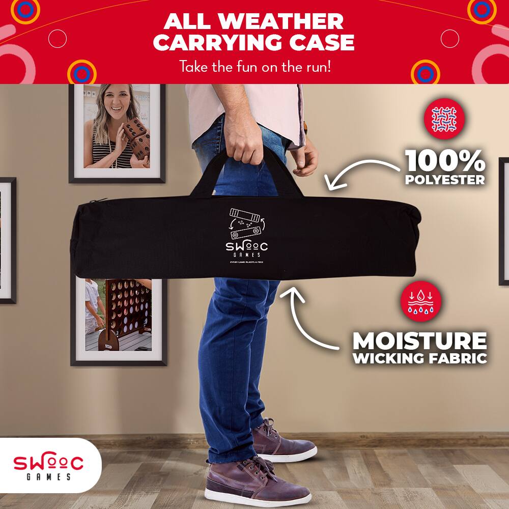ALL WEATHER CARRYING CASE  
Take the fun on the run!  

100% POLYESTER  

MOISTURE WICKING FABRIC  

SWOEC GAMES