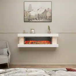Boyel Living - 50 in. Wall Mounted Hanging Electric Fireplace with Remote Control - White