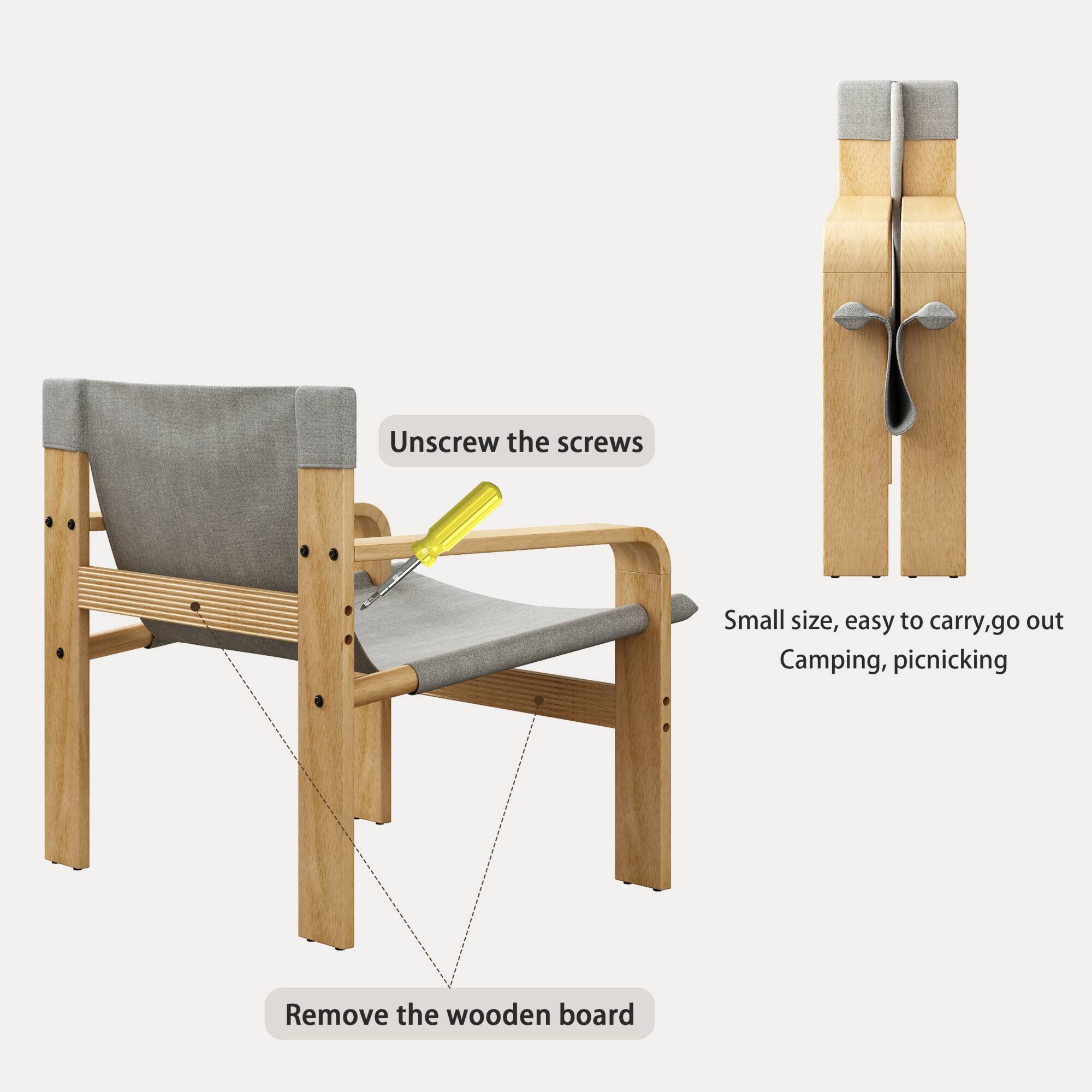 Unscrew the screws  
Small size, easy to carry, go out Camping, picnicking  
Remove the wooden board